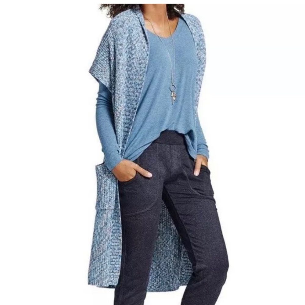 CAbi Blue Duster Sweater, Sleeveless, Small